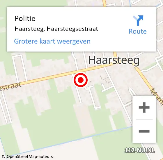 Locatie op kaart van de 112 melding: Politie Haarsteeg, Haarsteegsestraat op 11 september 2021 00:25