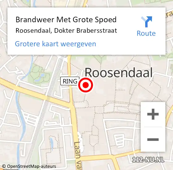 Locatie op kaart van de 112 melding: Brandweer Met Grote Spoed Naar Roosendaal, Dokter Brabersstraat op 11 september 2021 00:51
