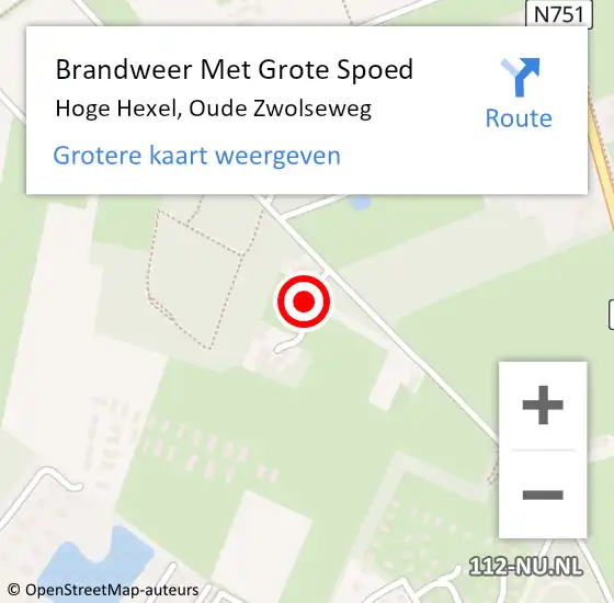 Locatie op kaart van de 112 melding: Brandweer Met Grote Spoed Naar Hoge Hexel, Oude Zwolseweg op 11 september 2021 01:11