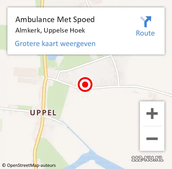 Locatie op kaart van de 112 melding: Ambulance Met Spoed Naar Almkerk, Uppelse Hoek op 11 september 2021 03:25