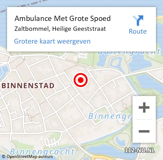 Locatie op kaart van de 112 melding: Ambulance Met Grote Spoed Naar Zaltbommel, Heilige Geeststraat op 11 september 2021 04:53