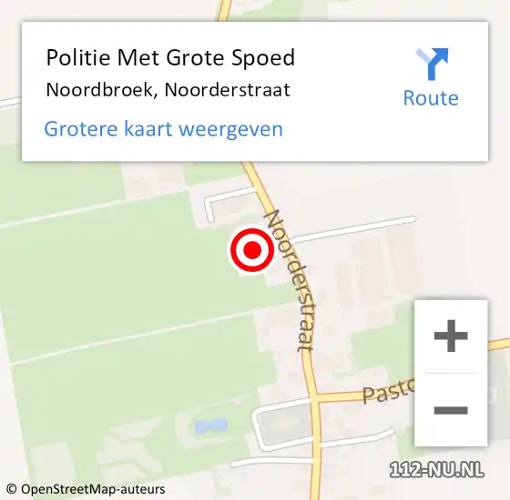 Locatie op kaart van de 112 melding: Politie Met Grote Spoed Naar Noordbroek, Noorderstraat op 11 september 2021 08:05