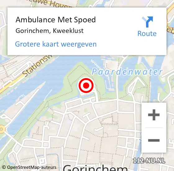 Locatie op kaart van de 112 melding: Ambulance Met Spoed Naar Gorinchem, Kweeklust op 11 september 2021 15:10
