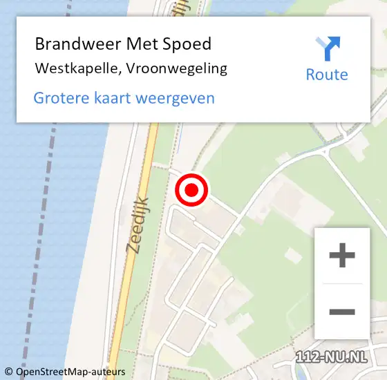 Locatie op kaart van de 112 melding: Brandweer Met Spoed Naar Westkapelle, Vroonwegeling op 11 september 2021 21:03