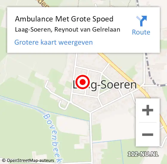 Locatie op kaart van de 112 melding: Ambulance Met Grote Spoed Naar Laag-Soeren, Reynout van Gelrelaan op 11 september 2021 21:10