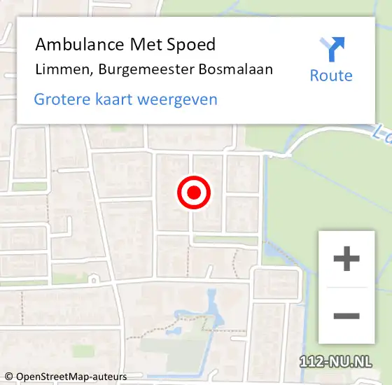 Locatie op kaart van de 112 melding: Ambulance Met Spoed Naar Limmen, Burgemeester Bosmalaan op 12 september 2021 01:31