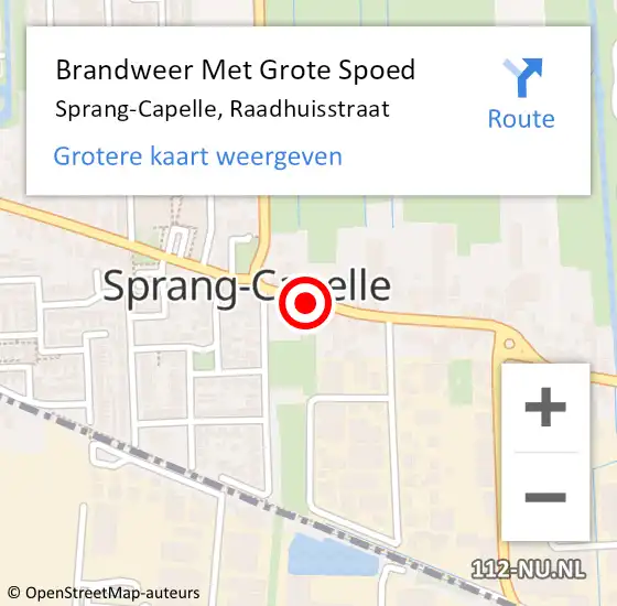 Locatie op kaart van de 112 melding: Brandweer Met Grote Spoed Naar Sprang-Capelle, Raadhuisstraat op 12 september 2021 04:46
