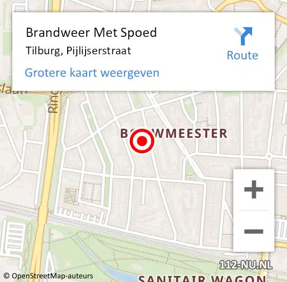Locatie op kaart van de 112 melding: Brandweer Met Spoed Naar Tilburg, Pijlijserstraat op 12 september 2021 04:49