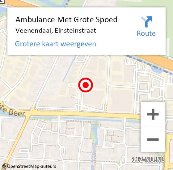 Locatie op kaart van de 112 melding: Ambulance Met Grote Spoed Naar Veenendaal, Einsteinstraat op 12 september 2021 11:46