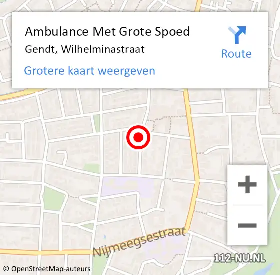 Locatie op kaart van de 112 melding: Ambulance Met Grote Spoed Naar Gendt, Wilhelminastraat op 12 september 2021 12:49