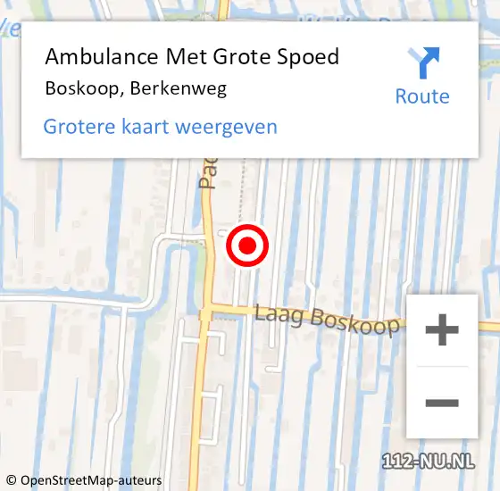 Locatie op kaart van de 112 melding: Ambulance Met Grote Spoed Naar Boskoop, Berkenweg op 12 september 2021 12:55