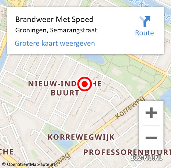 Locatie op kaart van de 112 melding: Brandweer Met Spoed Naar Groningen, Semarangstraat op 22 juni 2014 18:43