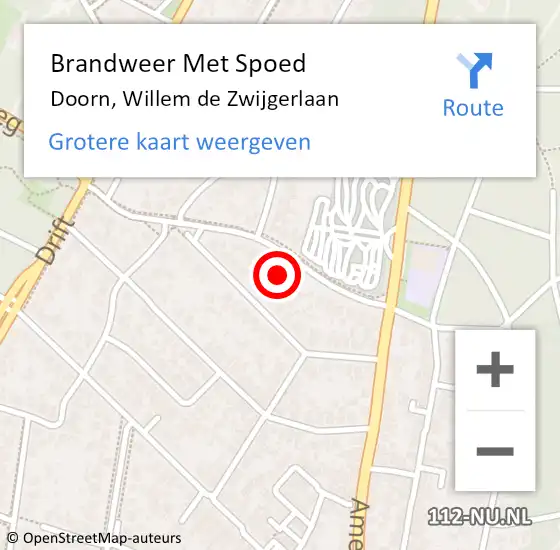 Locatie op kaart van de 112 melding: Brandweer Met Spoed Naar Doorn, Willem de Zwijgerlaan op 12 september 2021 17:02