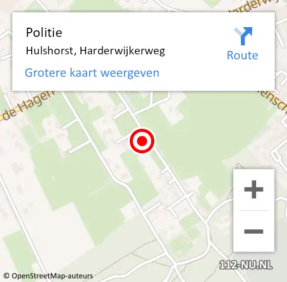 Locatie op kaart van de 112 melding: Politie Hulshorst, Harderwijkerweg op 12 september 2021 17:12