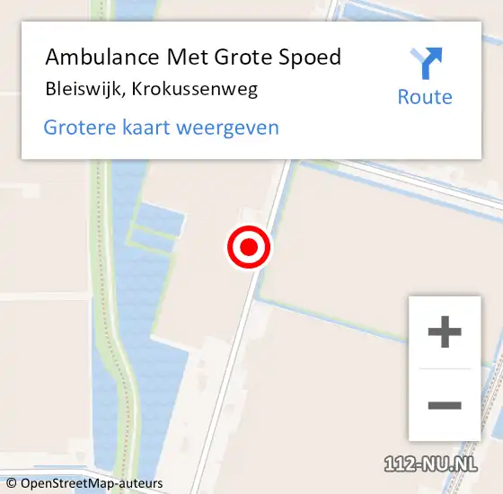 Locatie op kaart van de 112 melding: Ambulance Met Grote Spoed Naar Bleiswijk, Krokussenweg op 12 september 2021 19:06