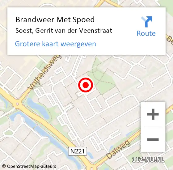 Locatie op kaart van de 112 melding: Brandweer Met Spoed Naar Soest, Gerrit van der Veenstraat op 13 september 2021 03:39