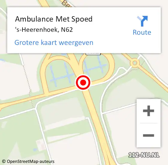 Locatie op kaart van de 112 melding: Ambulance Met Spoed Naar 's-Heerenhoek, N62 op 22 juni 2014 20:02