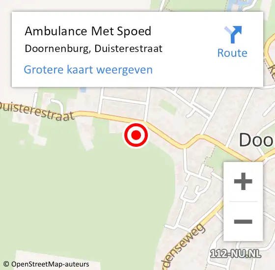 Locatie op kaart van de 112 melding: Ambulance Met Spoed Naar Doornenburg, Duisterestraat op 13 september 2021 08:06