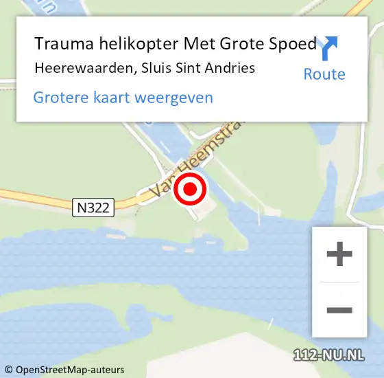 Locatie op kaart van de 112 melding: Trauma helikopter Met Grote Spoed Naar Heerewaarden, Sluis Sint Andries op 13 september 2021 09:13