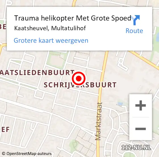 Locatie op kaart van de 112 melding: Trauma helikopter Met Grote Spoed Naar Kaatsheuvel, Multatulihof op 13 september 2021 09:33