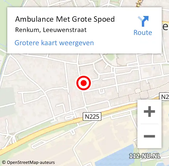 Locatie op kaart van de 112 melding: Ambulance Met Grote Spoed Naar Renkum, Leeuwenstraat op 13 september 2021 14:16