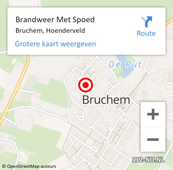 Locatie op kaart van de 112 melding: Brandweer Met Spoed Naar Bruchem, Hoenderveld op 13 september 2021 17:43