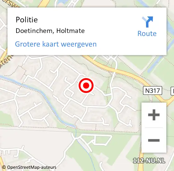 Locatie op kaart van de 112 melding: Politie Doetinchem, Holtmate op 13 september 2021 17:54