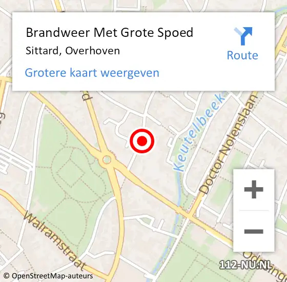 Locatie op kaart van de 112 melding: Brandweer Met Grote Spoed Naar Sittard, Overhoven op 13 september 2021 19:35