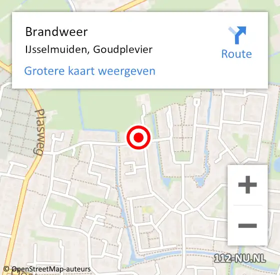 Locatie op kaart van de 112 melding: Brandweer IJsselmuiden, Goudplevier op 13 september 2021 19:45
