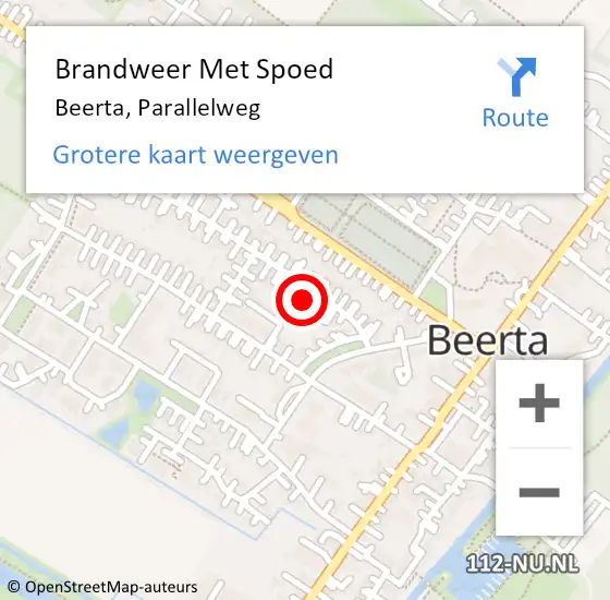 Locatie op kaart van de 112 melding: Brandweer Met Spoed Naar Beerta, Parallelweg op 13 september 2021 20:18