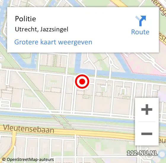 Locatie op kaart van de 112 melding: Politie Utrecht, Jazzsingel op 13 september 2021 22:59
