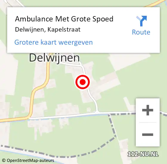 Locatie op kaart van de 112 melding: Ambulance Met Grote Spoed Naar Delwijnen, Kapelstraat op 14 september 2021 00:31