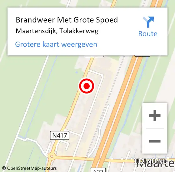Locatie op kaart van de 112 melding: Brandweer Met Grote Spoed Naar Maartensdijk, Tolakkerweg op 14 september 2021 06:04