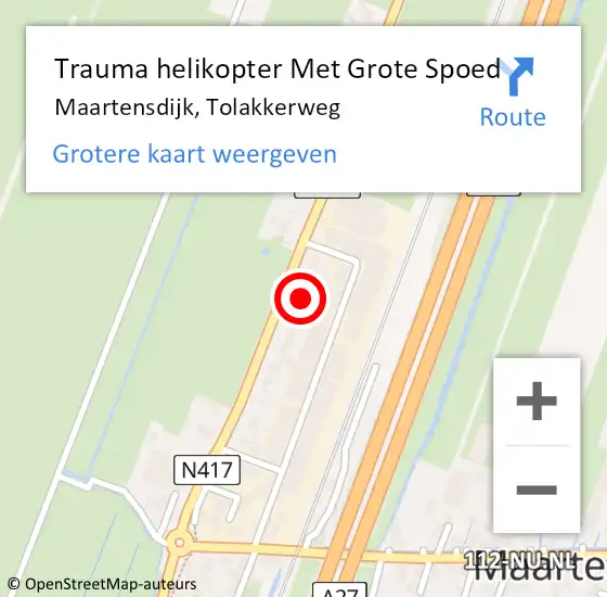 Locatie op kaart van de 112 melding: Trauma helikopter Met Grote Spoed Naar Maartensdijk, Tolakkerweg op 14 september 2021 06:06