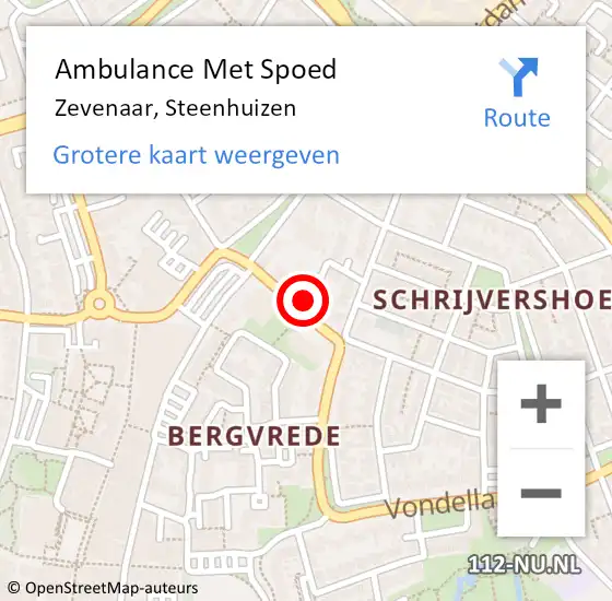 Locatie op kaart van de 112 melding: Ambulance Met Spoed Naar Zevenaar, Steenhuizen op 14 september 2021 11:06