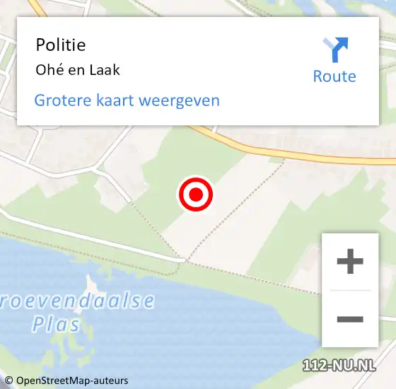 Locatie op kaart van de 112 melding: Politie Ohé en Laak op 14 september 2021 11:52