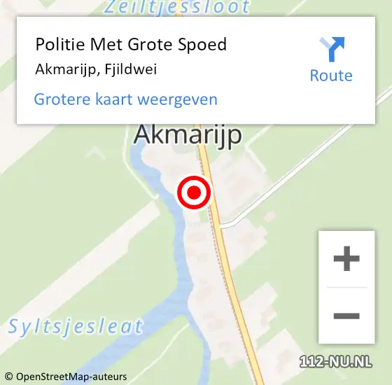 Locatie op kaart van de 112 melding: Politie Met Grote Spoed Naar Akmarijp, Fjildwei op 14 september 2021 13:02