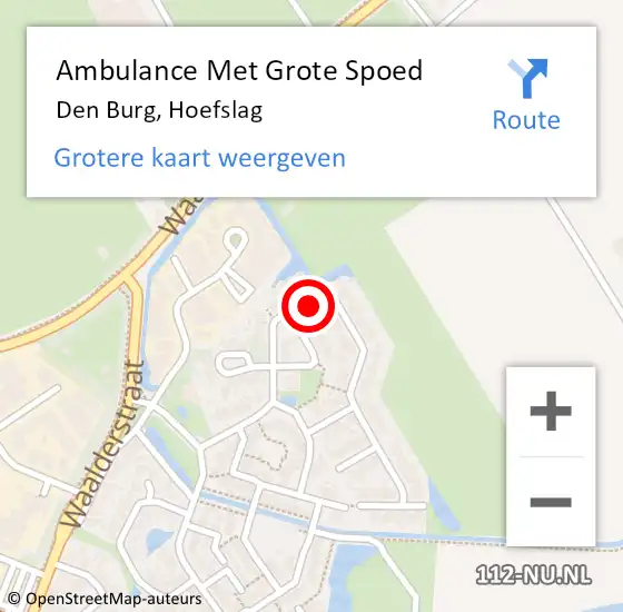 Locatie op kaart van de 112 melding: Ambulance Met Grote Spoed Naar Den Burg, Hoefslag op 14 september 2021 13:21