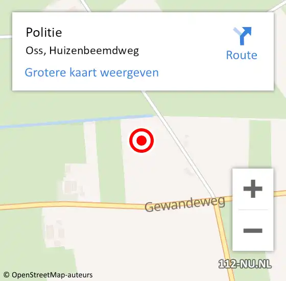 Locatie op kaart van de 112 melding: Politie Oss, Huizenbeemdweg op 14 september 2021 13:52