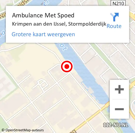 Locatie op kaart van de 112 melding: Ambulance Met Spoed Naar Krimpen aan den IJssel, Stormpolderdijk op 14 september 2021 15:34