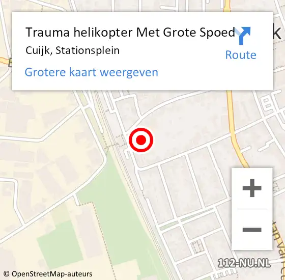 Locatie op kaart van de 112 melding: Trauma helikopter Met Grote Spoed Naar Cuijk, Stationsplein op 14 september 2021 17:28