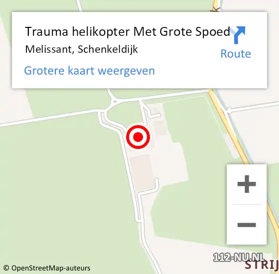 Locatie op kaart van de 112 melding: Trauma helikopter Met Grote Spoed Naar Melissant, Schenkeldijk op 14 september 2021 17:59