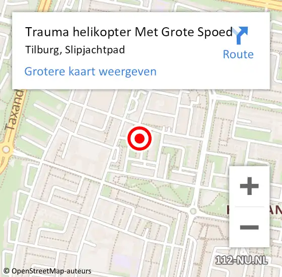 Locatie op kaart van de 112 melding: Trauma helikopter Met Grote Spoed Naar Tilburg, Slipjachtpad op 14 september 2021 18:11