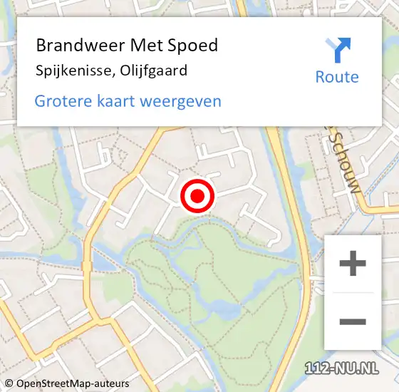 Locatie op kaart van de 112 melding: Brandweer Met Spoed Naar Spijkenisse, Olijfgaard op 14 september 2021 22:47