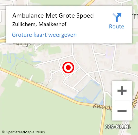 Locatie op kaart van de 112 melding: Ambulance Met Grote Spoed Naar Zuilichem, Maaikeshof op 15 september 2021 03:02