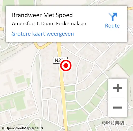 Locatie op kaart van de 112 melding: Brandweer Met Spoed Naar Amersfoort, Daam Fockemalaan op 15 september 2021 06:41