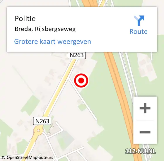 Locatie op kaart van de 112 melding: Politie Breda, Rijsbergseweg op 15 september 2021 08:19