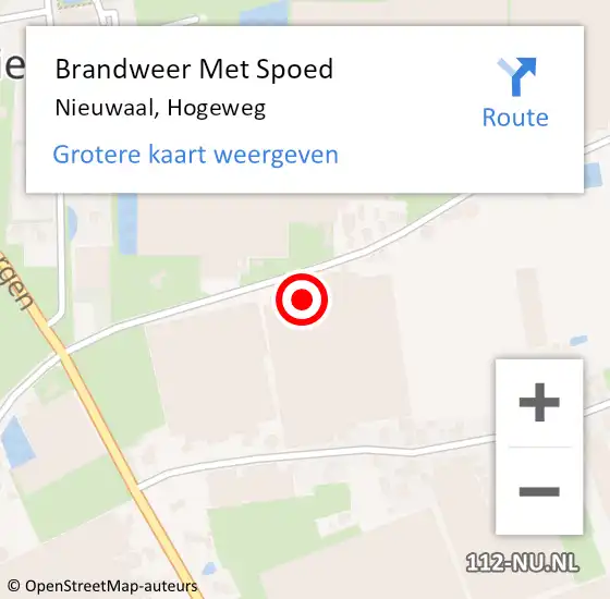 Locatie op kaart van de 112 melding: Brandweer Met Spoed Naar Nieuwaal, Hogeweg op 15 september 2021 08:56