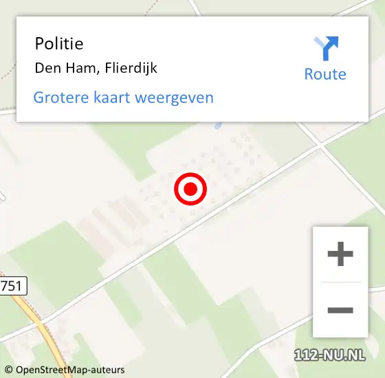 Locatie op kaart van de 112 melding: Politie Den Ham, Flierdijk op 15 september 2021 10:05