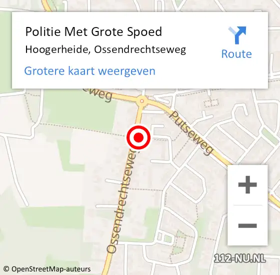 Locatie op kaart van de 112 melding: Politie Met Grote Spoed Naar Hoogerheide, Ossendrechtseweg op 15 september 2021 15:55